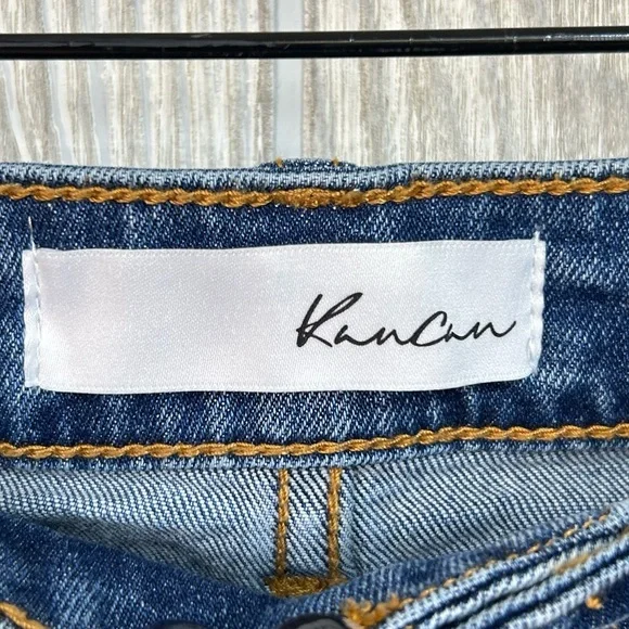 KanCan Muffy High Rise Side Slit Raw Edge Hem Straight Jeans Size 9/28 - Picture 5 of 11